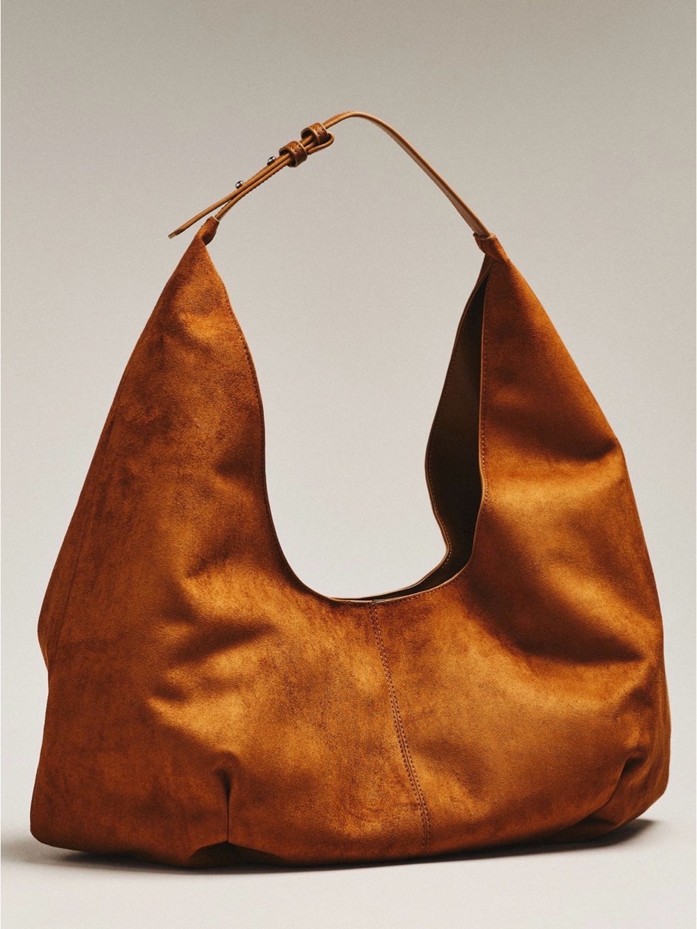 Anthropologie Faux Suede Bag in Cognac Brown